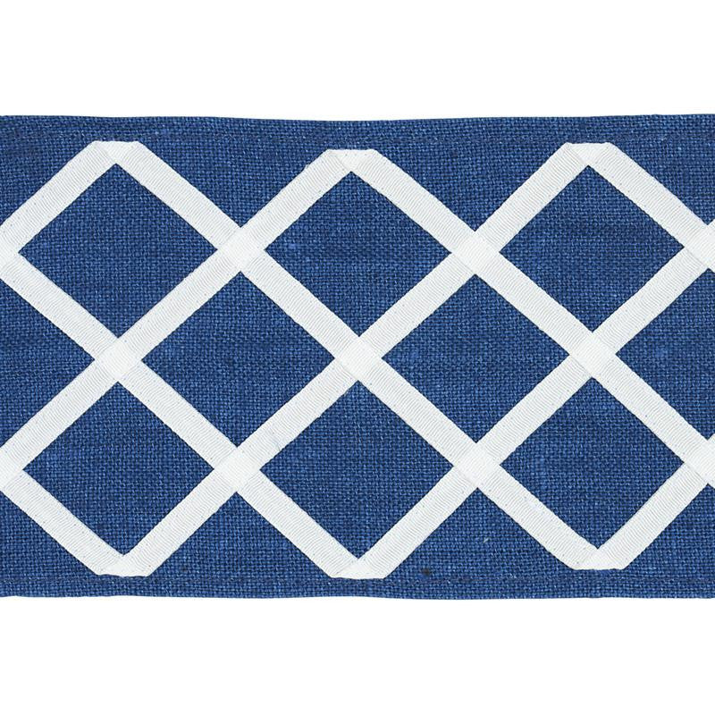 Zella Appliqud Tape Blue 79441 by Schumacher Designer Trim Happy Together - Swanky Fabrics -