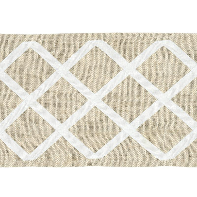 Zella Appliqud Tape Natural 79442 by Schumacher Designer Trim Happy Together - Swanky Fabrics -