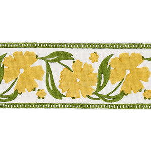 Adra Hand Blocked Tape Yellow & Green 74404 by Schumacher Designer Trim