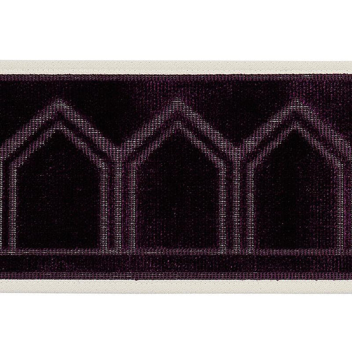 Vizier Velvet Tape Aubergine 75736 by Schumacher Designer Trim Cut & Patterned Velvets - Swanky Fabrics -