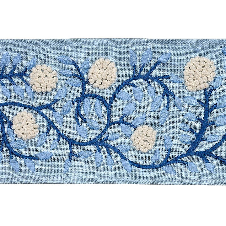 Ashoka Tape Ivory & Blue 76294 by Schumacher Designer Trim Rhapsody In Blue - Swanky Fabrics -