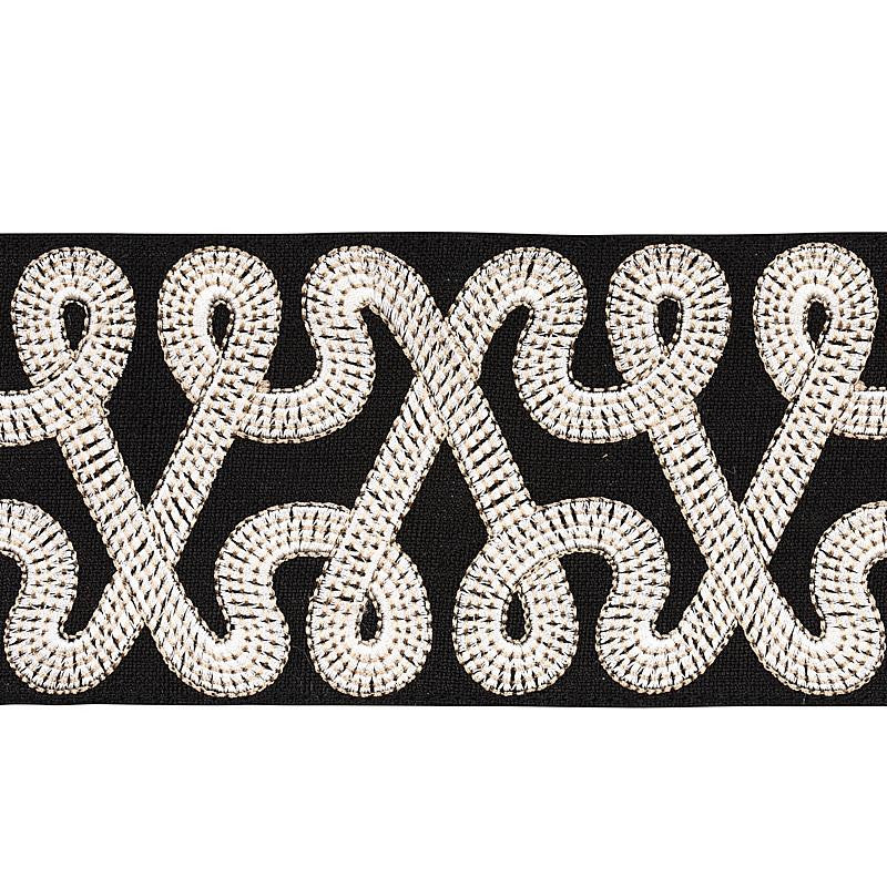 Freeform Embroidered Tape Black 76733 by Schumacher Designer Trim Natura 3.88" - Swanky Fabrics -