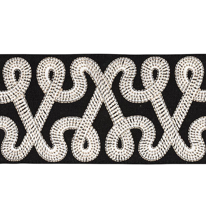 Freeform Embroidered Tape Black 76733 by Schumacher Designer Trim Natura 3.88" - Swanky Fabrics -