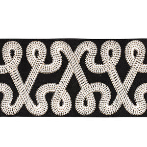 Freeform Embroidered Tape Black 76733 by Schumacher Designer Trim