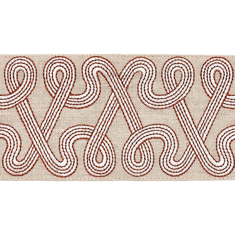 Freeform Embroidered Tape Clay 76734 by Schumacher Designer Trim Natura 3.88" - Swanky Fabrics -