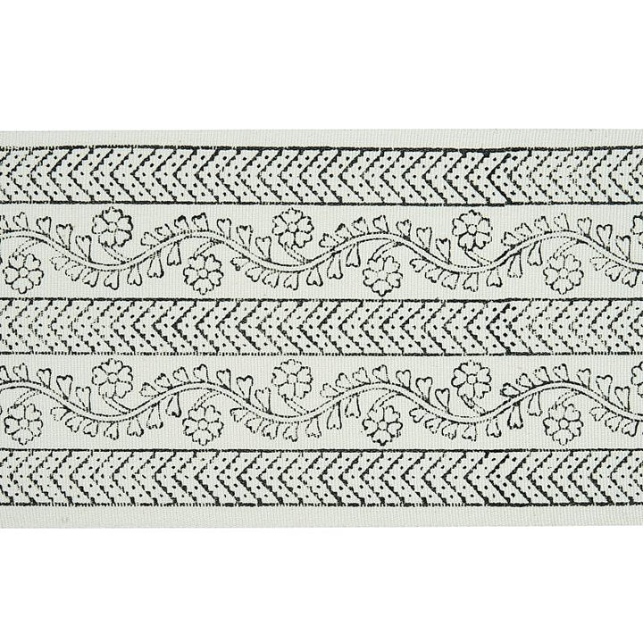 Arbela Hand Blocked Tape Charcoal 78440 by Schumacher Designer Trim Jacaranda 4.25" - Swanky Fabrics -