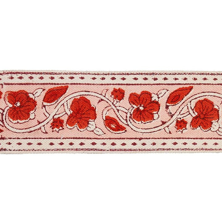 Mila Hand Block Print Tape Red 78590 by Schumacher Designer Trim East Meets West 2.0" - Swanky Fabrics -