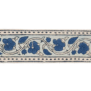 Mila Hand Block Print Tape Blue 78591 by Schumacher Designer Trim
