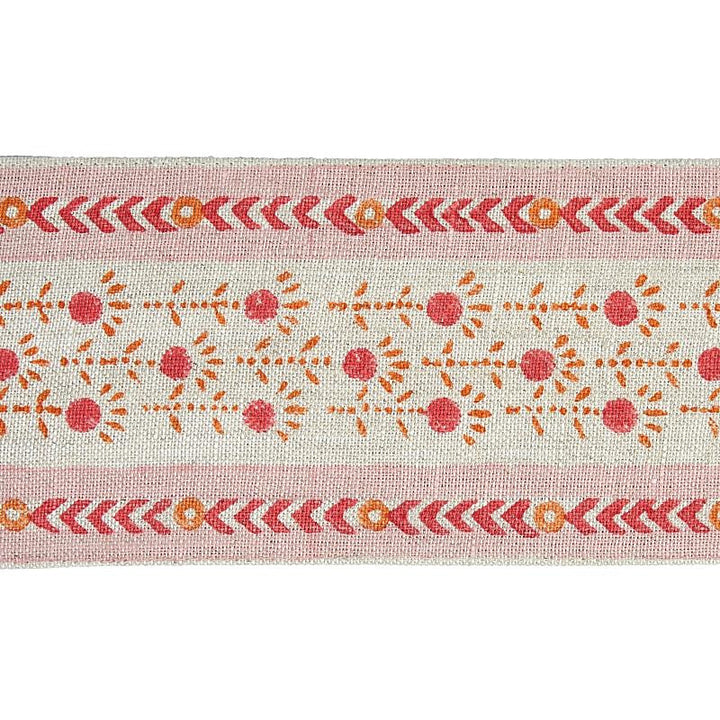 Pica Bella Hand Blocked Tape Pink & Orange 79100 by Schumacher Designer Trim Jacaranda - Swanky Fabrics -