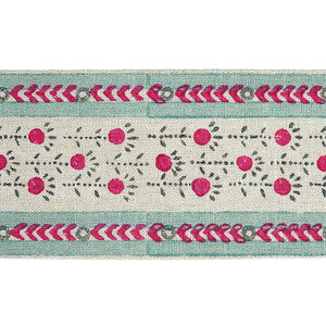 Pica Bella Hand Blocked Tape Magenta & Pistachio 79102 by Schumacher Designer Trim