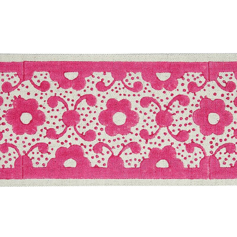 Brinda Hand Blocked Tape Pink 79122 by Schumacher Designer Trim Jacaranda - Swanky Fabrics -