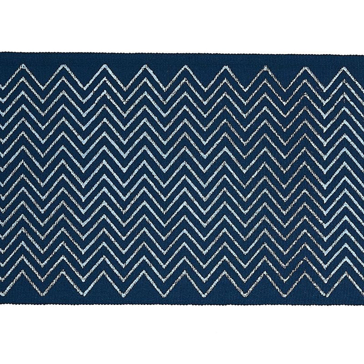 Leora Hand Blocked Tape Indigo 79652 by Schumacher Designer Trim Jacaranda 6.25" - Swanky Fabrics -