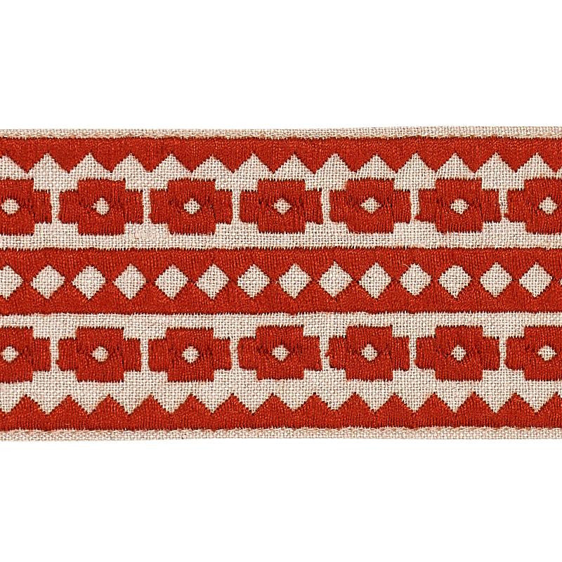 Talitha Tape Terracotta On Natural 79921 by Schumacher Designer Trim Bohemia - Swanky Fabrics -