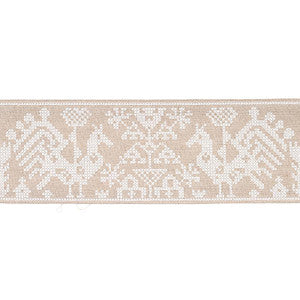 Tarpan Embroidered Tape Natural 80002 by Schumacher Designer Trim