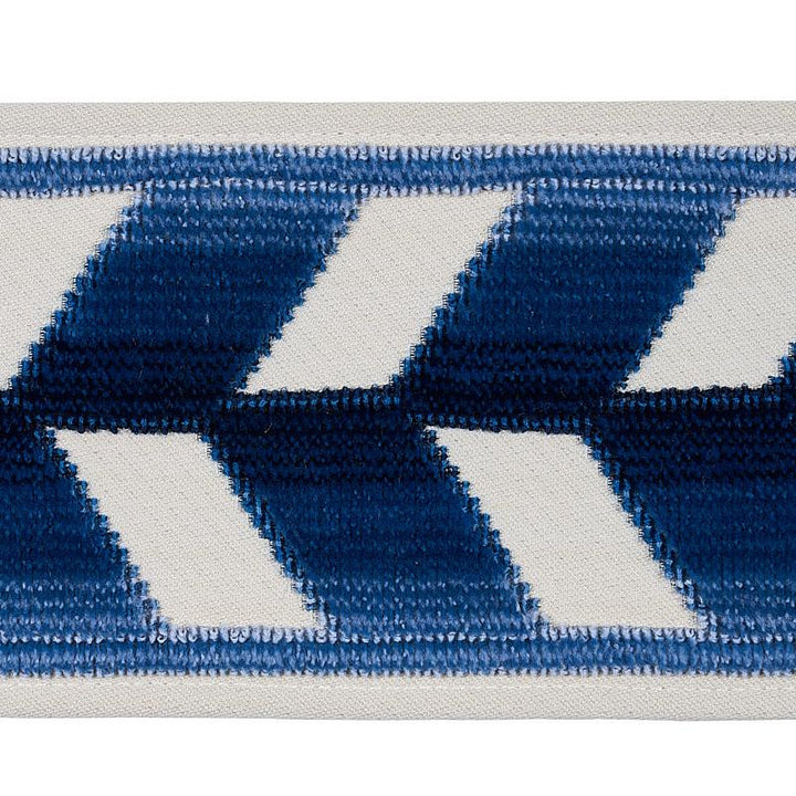 Chevron Strie Velvet Tape Lapis 80180 by Schumacher Designer Trim Cut & Patterned Velvets 3.6" - Swanky Fabrics -