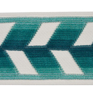 Chevron Strie Velvet Tape Peacock 80181 by Schumacher Designer Trim