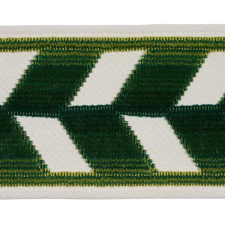 Chevron Strie Velvet Tape Emerald 80182 by Schumacher Designer Trim Cut & Patterned Velvets 3.6" - Swanky Fabrics -