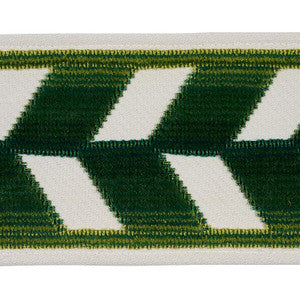 Chevron Strie Velvet Tape Emerald 80182 by Schumacher Designer Trim