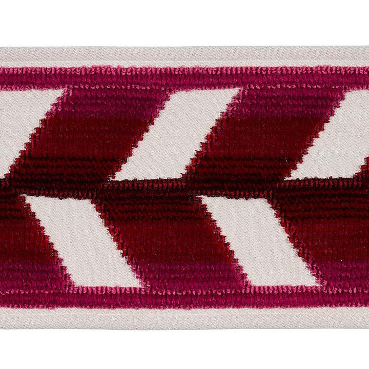 Chevron Strie Velvet Tape Garnet 80183 by Schumacher Designer Trim Cut & Patterned Velvets 3.6" - Swanky Fabrics -