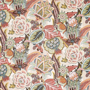 Zanzibar Linen Print Pink 173525 by Schumacher Designer Fabric