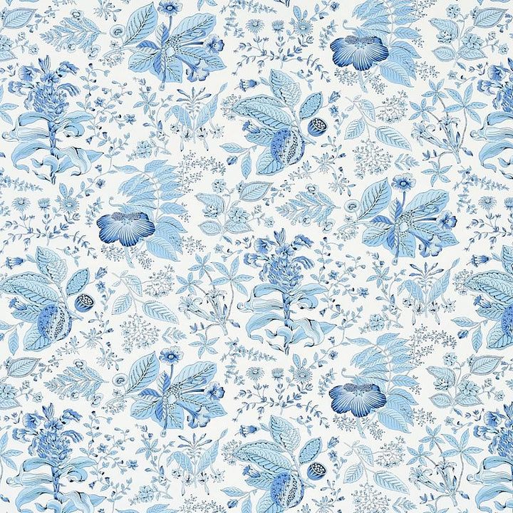 Pomegranate Botanical Blue 178124 by Schumacher Designer Fabric Schumacher Classics 18.0" - Swanky Fabrics -