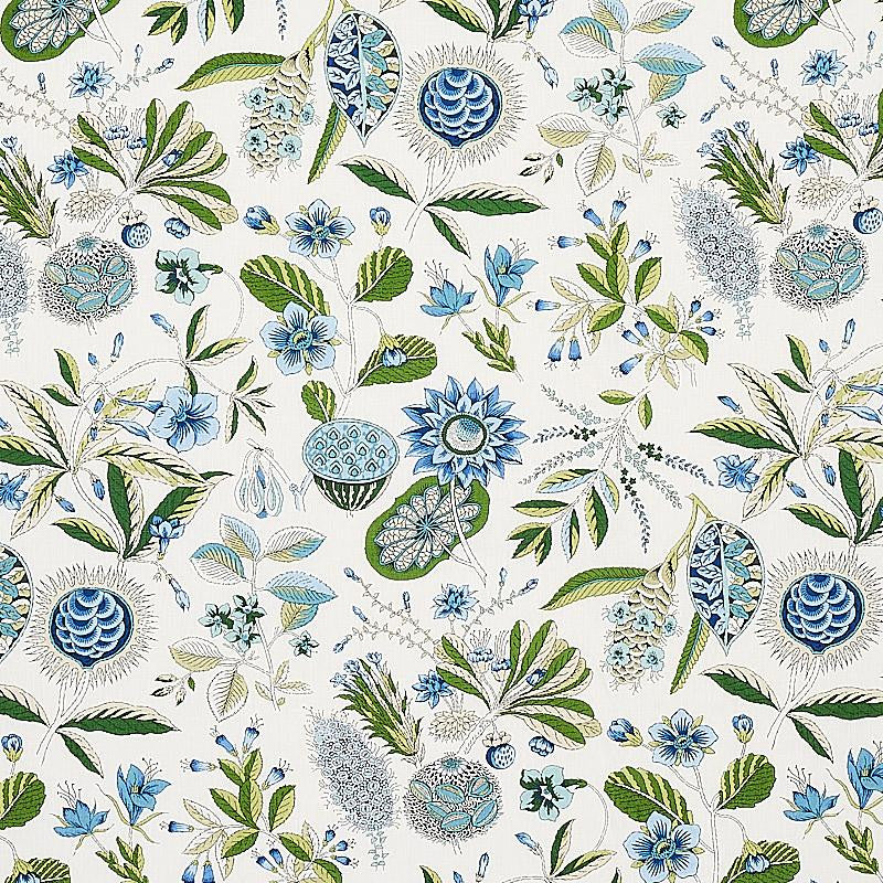 Roca Redonda Blue & Ivory 178773 by Schumacher Designer Fabric Rhapsody In Blue 13.5" - Swanky Fabrics -