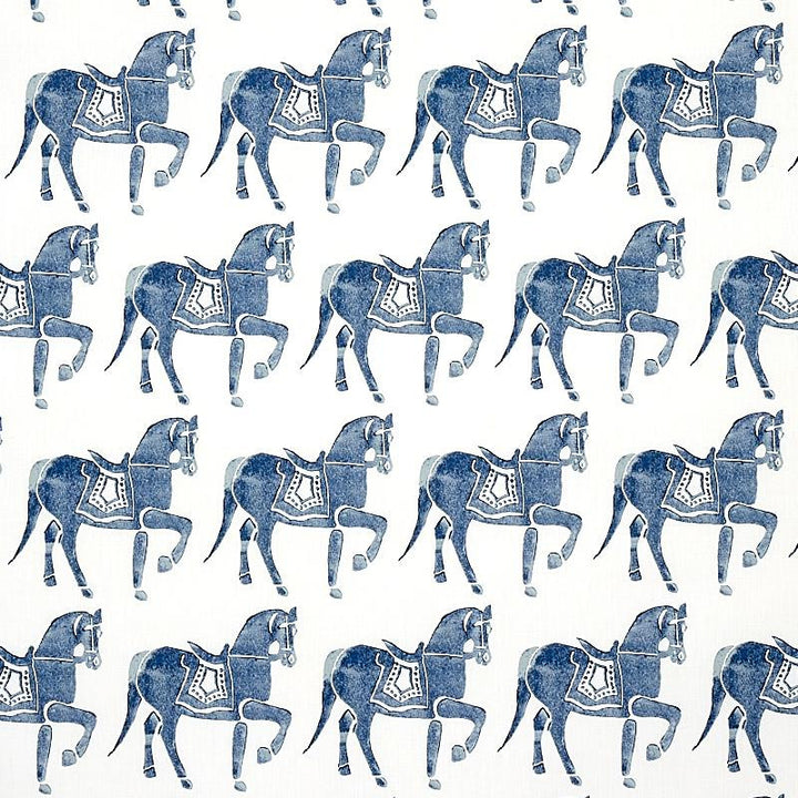 Marwari Horse Navy 179130 by Schumacher Designer Fabric Molly Mahon 6.75" - Swanky Fabrics -