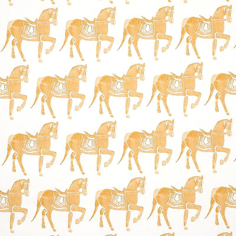Marwari Horse Mustard 179131 by Schumacher Designer Fabric Molly Mahon 6.75" - Swanky Fabrics -