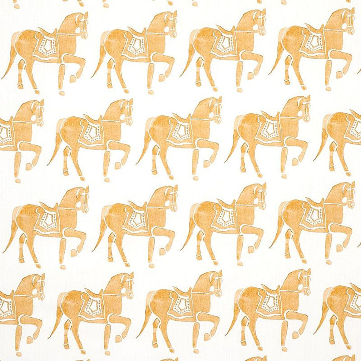 Marwari Horse Mustard 179131 by Schumacher Designer Fabric Molly Mahon 6.75" - Swanky Fabrics -
