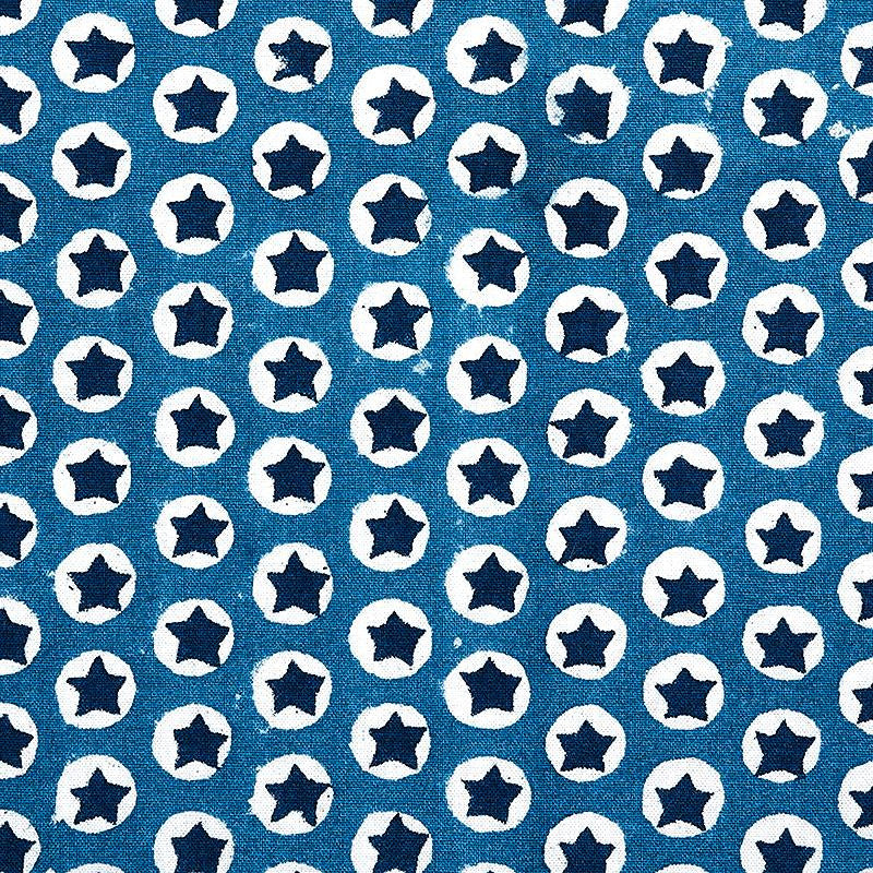 Tuk Tuk Hand Block Print Blue 179222 by Schumacher Designer Fabric Molly Mahon 1.0" - Swanky Fabrics -