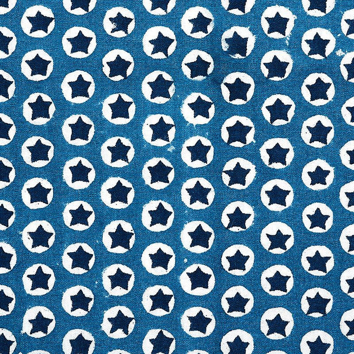 Tuk Tuk Hand Block Print Blue 179222 by Schumacher Designer Fabric Molly Mahon 1.0" - Swanky Fabrics -