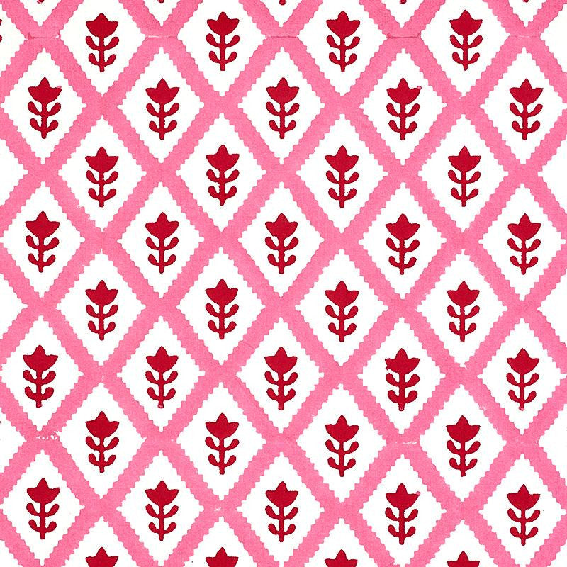 Buti Hand Block Print Pink 179231 by Schumacher Designer Fabric Molly Mahon 2.0" - Swanky Fabrics -