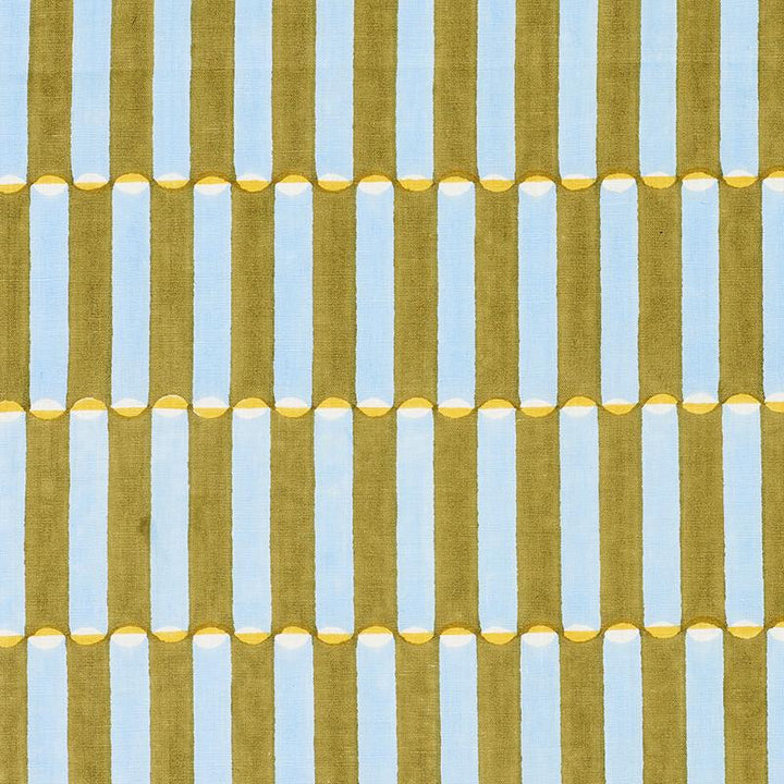 Luna Hand Block Print Khaki 179282 by Schumacher Designer Fabric Molly Mahon 1.75" - Swanky Fabrics -