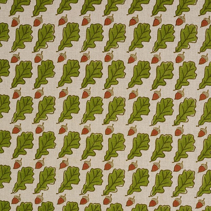 Oak Hand Block Print Green 179310 by Schumacher Designer Fabric Molly Mahon 4.88" - Swanky Fabrics -