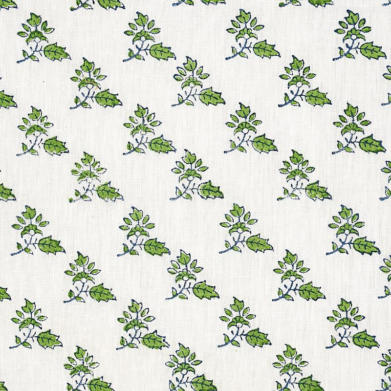Torbay Hand Blocked Print Green 179330 by Schumacher Designer Fabric Jacaranda 2.75" - Swanky Fabrics -