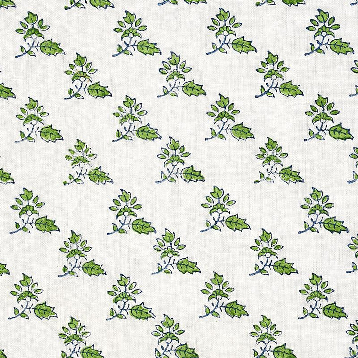 Torbay Hand Blocked Print Green 179330 by Schumacher Designer Fabric Jacaranda 2.75" - Swanky Fabrics -