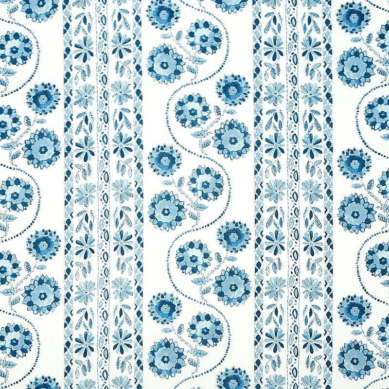 Zinnia Handmade Print Blue 179340 by Schumacher Designer Fabric Jacaranda 18.0" - Swanky Fabrics -
