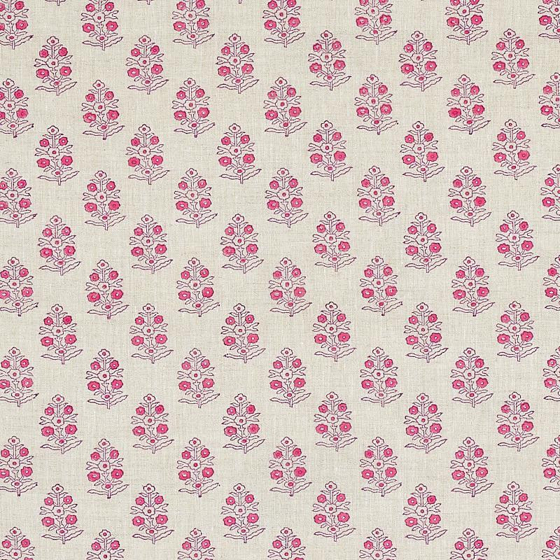 Aditi Hand Blocked Print Pink 179362 by Schumacher Designer Fabric Jacaranda 3.0" - Swanky Fabrics -