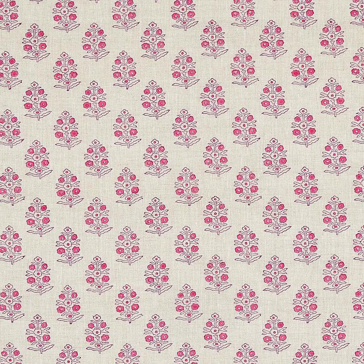 Aditi Hand Blocked Print Pink 179362 by Schumacher Designer Fabric Jacaranda 3.0" - Swanky Fabrics -