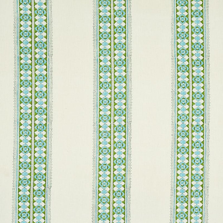 Amira Hand Blocked Print Leaf 179370 by Schumacher Designer Fabric Jacaranda 8.88" - Swanky Fabrics -