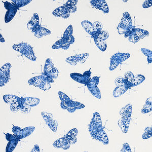 Burnell Butterfly Blue 179432 by Schumacher Designer Fabric