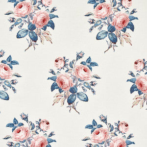 Loudon Rose Rose & Blue 179632 by Schumacher Designer Fabric