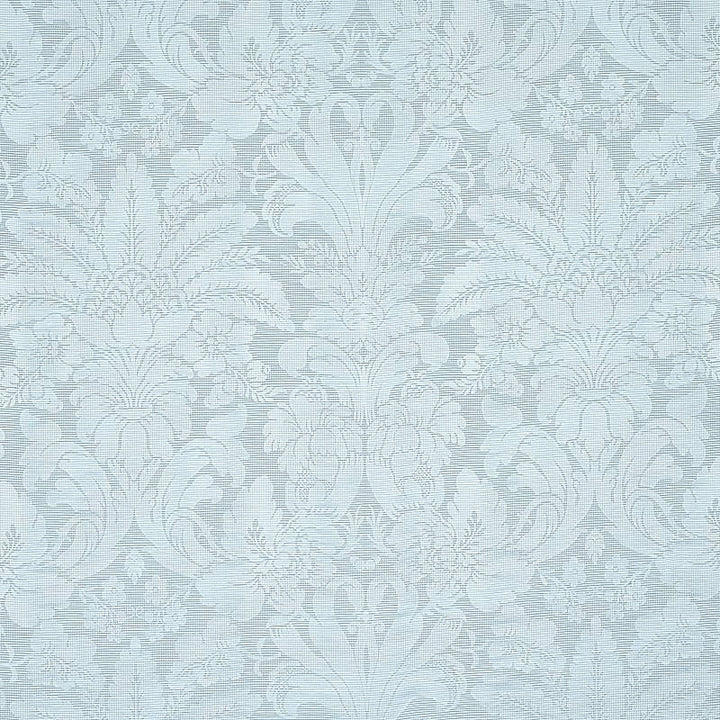 Colette Linen/Silk Damask Chambray 69144 by Schumacher Designer Fabric Rhapsody In Blue 25.5" - Swanky Fabrics -