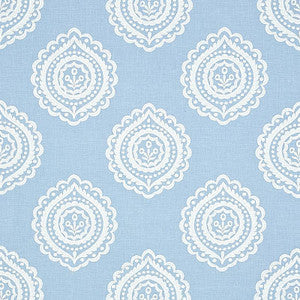 Olana Linen Embroidery Sky 70207 by Schumacher Designer Fabric