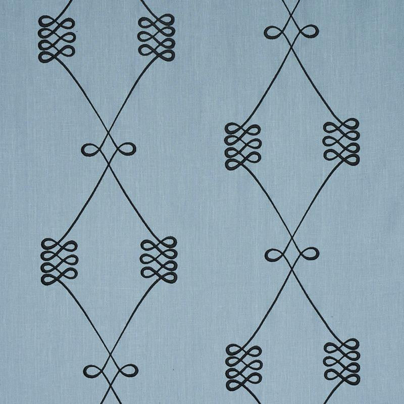 Nicolette Embroidery Dusty Blue 78202 by Schumacher Designer Fabric Misterioso 13.0" - Swanky Fabrics -