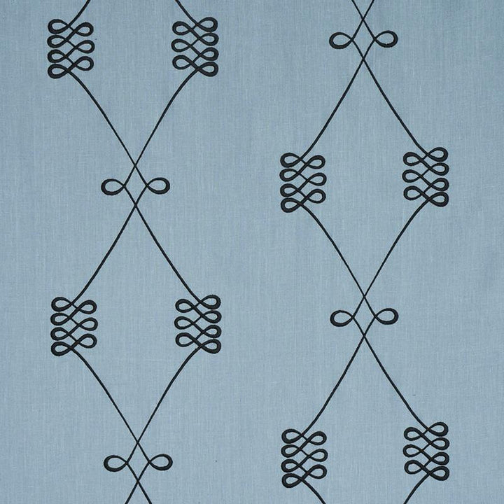 Nicolette Embroidery Dusty Blue 78202 by Schumacher Designer Fabric Misterioso 13.0" - Swanky Fabrics -