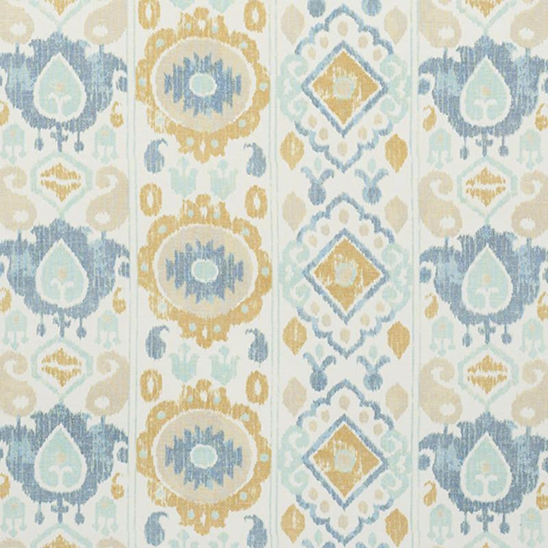 Elizia Ikat Sky & Ochre 179050 by Schumacher Designer Fabric New Traditional 26.5" - Swanky Fabrics -