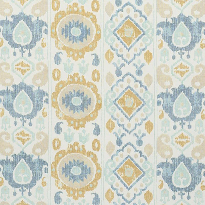 Elizia Ikat Sky & Ochre 179050 by Schumacher Designer Fabric New Traditional 26.5" - Swanky Fabrics -