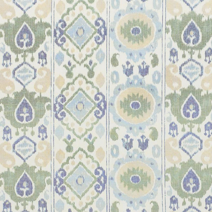 Elizia Ikat Green & Blue 179051 by Schumacher Designer Fabric New Traditional 26.5" - Swanky Fabrics -