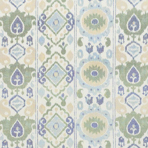 Elizia Ikat Green & Blue 179051 by Schumacher Designer Fabric